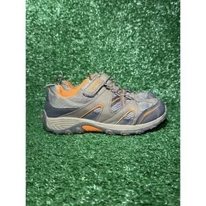 Merrell Kids Trail Shoes Size 1M Gray Orange Hiking Walking Sneakers Strap-Up